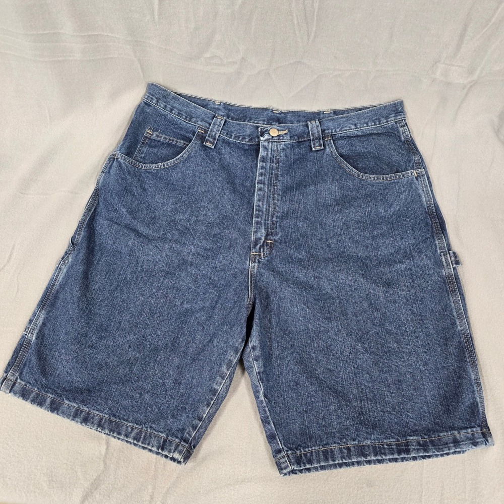 Wrangler Mens Carpenter Denim Shorts Dark Wash Blue Size 38 REG